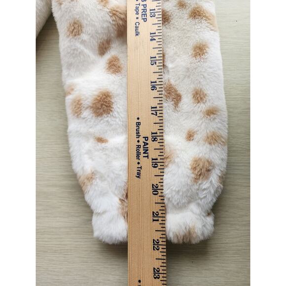 JACKET-HOODIE-NINE WEST-White Soft Faux Fur with Tan Spots-Lines-Size SMALL - Picture 16 of 16